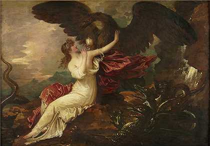 本杰明·韦斯特 (Benjamin West，美国画家)作品–鹰将杯子带给普赛克（约 1802 年）
