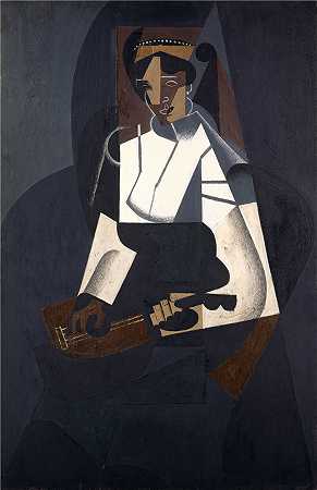 胡安·格里斯(Juan Gris，西班牙画家)作品–曼陀林的女人 (1916)