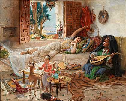弗雷德里克·阿瑟·布里奇曼（Frederic Arthur Bridgman，美国画家）作品–阿尔及尔的一个下午