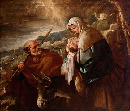 卢卡·佐丹奴 (Luca Giordano，意大利画家) 作品-飞往埃及（1690 -1705）