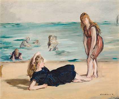 爱德华·马奈（Édouard Manet，法国画家）-在海滩上（约 1868 年）