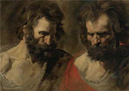 安东尼·范·戴克（Anthony van Dyck，比利时画家）作品-对一个大胡子男人的两项研究