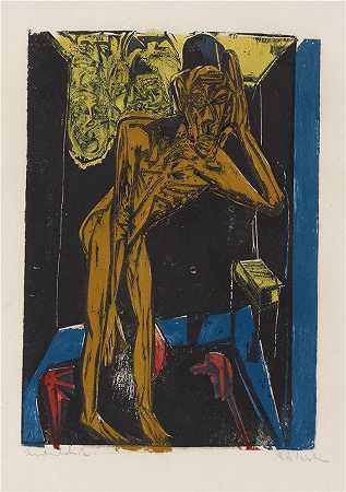 恩斯特·路德维希·基希纳（Ernst Ludwig Kirchner，德国画家）作品-(房间的孤独)（1915年）