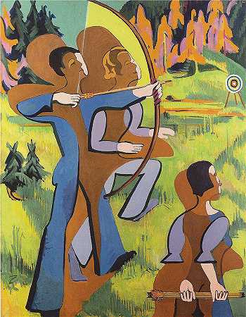 恩斯特·路德维希·基希纳（Ernst Ludwig Kirchner，德国画家）作品-弓箭手（1935 – 1937）