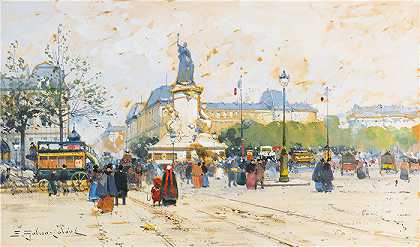 尤金·加利安-拉卢（Eugène Galien-Laloue，法国画家）作品–共和广场