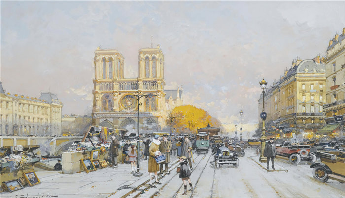 尤金·加利安-拉卢 Eugène Galien-Laloue，法国画家）作品--巴黎圣母院 [1]