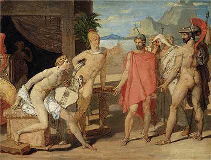 让·奥古斯特·多米尼克·安格尔（Jean Auguste Dominique Ingres，法国画家）-阿喀琉斯在帐篷里接待阿伽门农的使节 (1801)