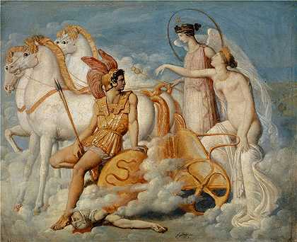 让·奥古斯特·多米尼克·安格尔（Jean Auguste Dominique Ingres，法国画家）-被狄俄墨得斯伤害的维纳斯返回奥林匹斯山（约 1803 年）
