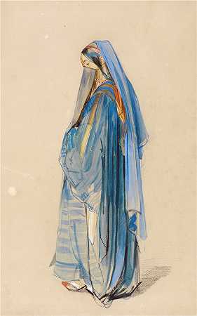 约翰·弗雷德里克·刘易斯（John Frederick Lewis英国画家）作品-一位年轻的土耳其妇女（1841-1851）