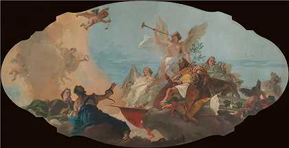 乔瓦尼·巴蒂斯塔·提埃波罗（Giovanni Battista Tiepolo，意大利画家）作品-巴巴罗家族的荣耀（约 1750 年）