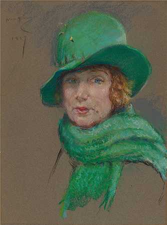 爱丽丝·派克·巴尼 (Alice Pike Barney，美国画家)作品-奥黛特·泰勒·谢泼德 (1927)