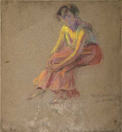爱丽丝·派克·巴尼 (Alice Pike Barney，美国画家)作品-坐着的女人（1857-1931）