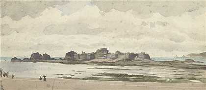 詹姆斯·天梭（James Tissot，法国画家）作品-海岸上的城堡或堡垒（1846 – 1902）