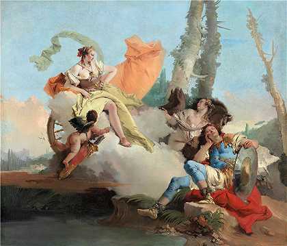 乔瓦尼·巴蒂斯塔·提埃波罗（Giovanni Battista Tiepolo，意大利画家）作品-阿米达遭遇沉睡的里纳尔多 (1742)