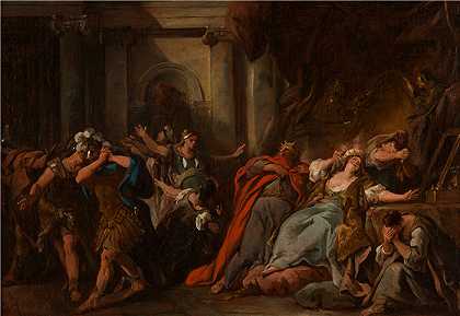 让·弗朗索瓦·德·特洛伊（Jean François de Troy法国画家）作品 -被毒袍吞噬（1742-1743）