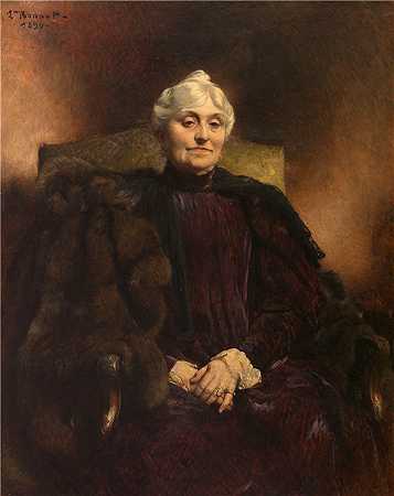 莱昂·博纳（Léon Bonnat，法国画家）作品-杜贝内夫人肖像（1899 年）