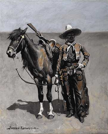 弗雷德里克·雷明顿 (Frederic Remington，美国画家)作品-墨西哥斗鱼——在德克萨斯州（大约 1890 年）