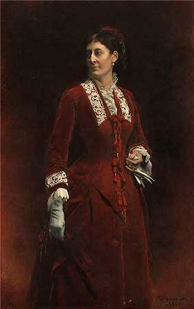 莱昂·博纳（Léon Bonnat，法国画家）作品-乔治·埃尔勒夫人的肖像（1880 年）