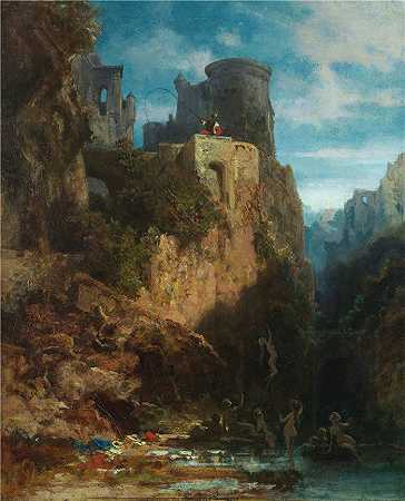 卡尔·斯皮茨韦格（Carl Spitzweg，德国画家）作品-尼克森芳（约 1860 年） (1)