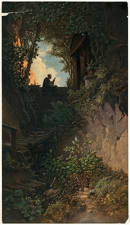 卡尔·斯皮茨韦格（Carl Spitzweg，德国画家）作品-黄金之夜（约 1861–1897）
