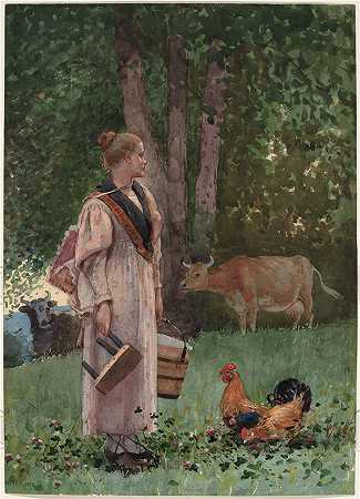 温斯洛·荷马 (Winslow Homer，美国画家)作品-牛奶女仆 (1878)