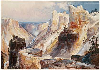 托马斯·莫兰 (Thomas Moran，美国画家)作品-黄石大峡谷（约 1875 年）