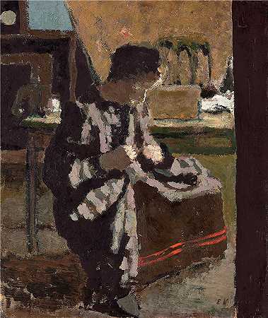 爱德华·维亚尔(Édouard Vuillard，法国画家)作品-缝纫（约 1893 年）