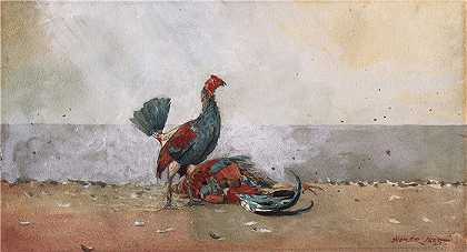 温斯洛·荷马 (Winslow Homer，美国画家)作品-斗鸡 (1885)