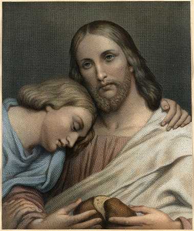 阿里·谢弗(Ary Scheffer,荷兰画家)作品-基督和圣约翰油画
