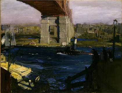 乔治·韦斯利·贝洛斯（George Wesley Bellows，美国画家）作品-(布莱克威尔岛桥)