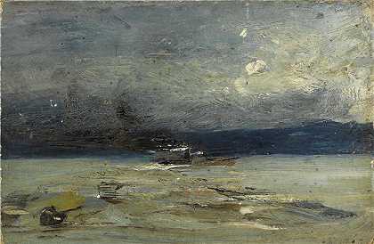 罗伯特·亨利（Robert Henri，美国画家）作品-(在哈德逊河上（大约 1900 年）)