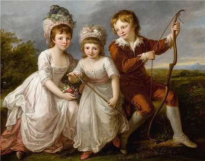 安吉莉卡·考夫曼（Angelica Kauffmann，瑞士画家）作品-三个孩子的肖像