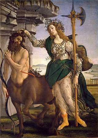 桑德罗·波提切利（Sandro Botticelli，意大利画家）作品-(帕拉斯和半人马 (1480-1485))油画