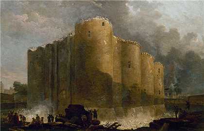 休伯特·罗伯特（Hubert Robert，法国画家）作品-巴士底狱，在拆除的最初几天（1789 年）