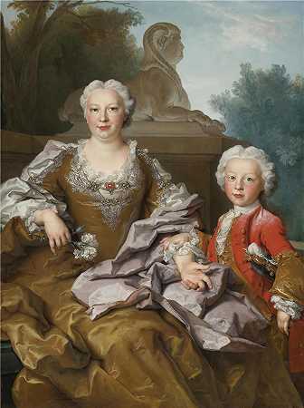 尼古拉斯·德·拉吉耶尔（Nicolas de Largillière，法国画家）作品-贝尔廷夫人和她的儿子，巴尔萨扎·布鲁诺