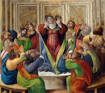 桑德罗·波提切利（Sandro Botticelli，意大利画家）作品-(圣灵降临（1495-1505）)油画