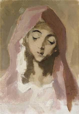 海伦娜·索菲亚(Helena Sofia，芬兰画家)作品-(慈善的麦当娜，模仿埃尔·格列柯 (1941))