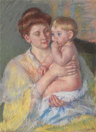 玛丽·卡萨特（Mary Cassatt，美国画家）作品–(嘴里含着食指的小约翰 (1910))