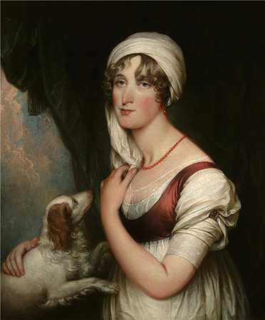 约翰·特朗布尔（John Trumbull，美国画家）-莎拉·特朗布尔和一只西班牙猎犬（约 1802 年）