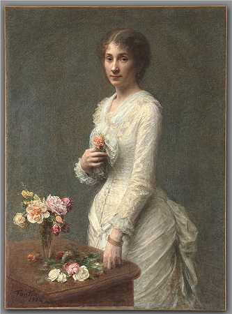 亨利·范汀·拉图尔（Henri Fantin-Latour，法国画家）作品-(勒罗尔夫人 (1882))高清油画