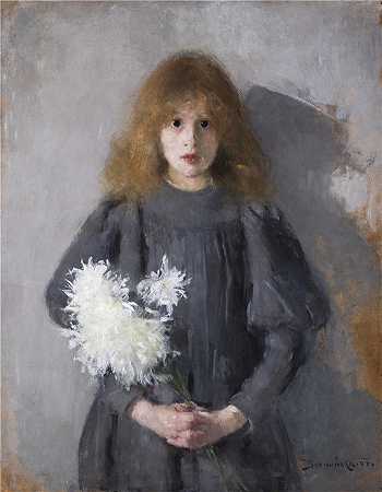 奥尔加·博兹南斯卡 (Olga Boznańska，波兰画家)-菊花少女 (1894)