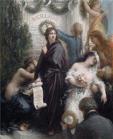 亨利·范汀·拉图尔（Henri Fantin-Latour，法国画家）作品-(周年纪念（向赫克托·柏辽兹致敬）（1877 年）)高清油画
