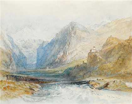 约瑟夫·马洛德·威廉·特纳（Joseph Mallord William Turner，英国画家）作品赏析-(Domleschg 山谷，向北望去 Rothenbrünnen 的峡谷（1840 年）