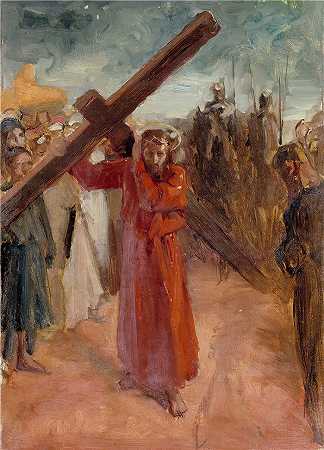 艾伯特·埃德菲尔特（Albert Edelfelt，芬兰画家）油画-( 基督背十字架 (1890 – 1895))