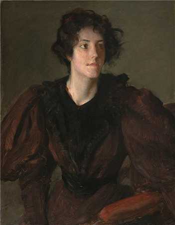 威廉·梅里特·蔡斯（William Merritt Chase，美国画家）高清油画-(一位年轻女性的研究（1883-1887）)