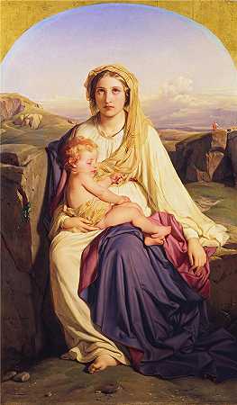 保罗·德拉罗什（Paul Delaroche，法国画家）-(圣母子（1844）)