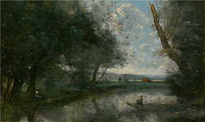 让·巴蒂斯特·卡米尔·柯罗（Jean-Baptiste-Camille Corot,法国画家）高清油画-(风景（1865-70）)