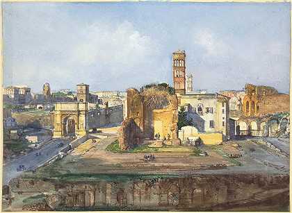 伊波利托·卡菲（Ippolito Caffi，意大利画家）-(提图斯拱门和罗马广场附近的维纳斯和罗马神庙)
