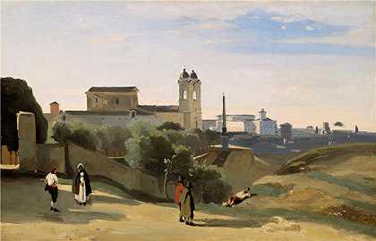 让·巴蒂斯特·卡米尔·柯罗（Jean-Baptiste-Camille Corot,法国画家）高清油画-(Monte Pincio，罗马（1840-50）)
