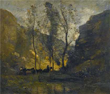 让·巴蒂斯特·卡米尔·柯罗（Jean-Baptiste-Camille Corot,法国画家）高清油画-(斗士)